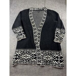 TOOFAN Women PLUS 1X Cardigan Aztec Western Cowgirl Cozycore Athleisure Casual